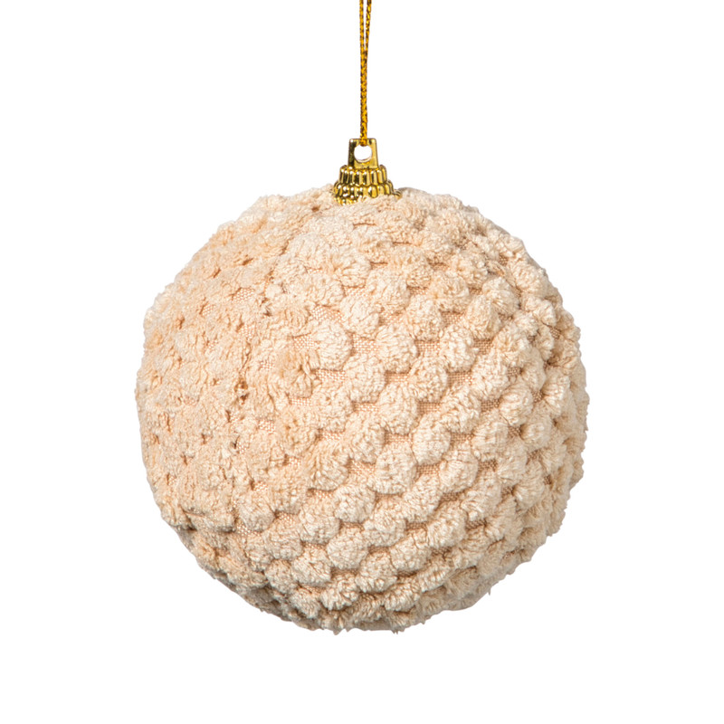 Kerstbal stof - beige