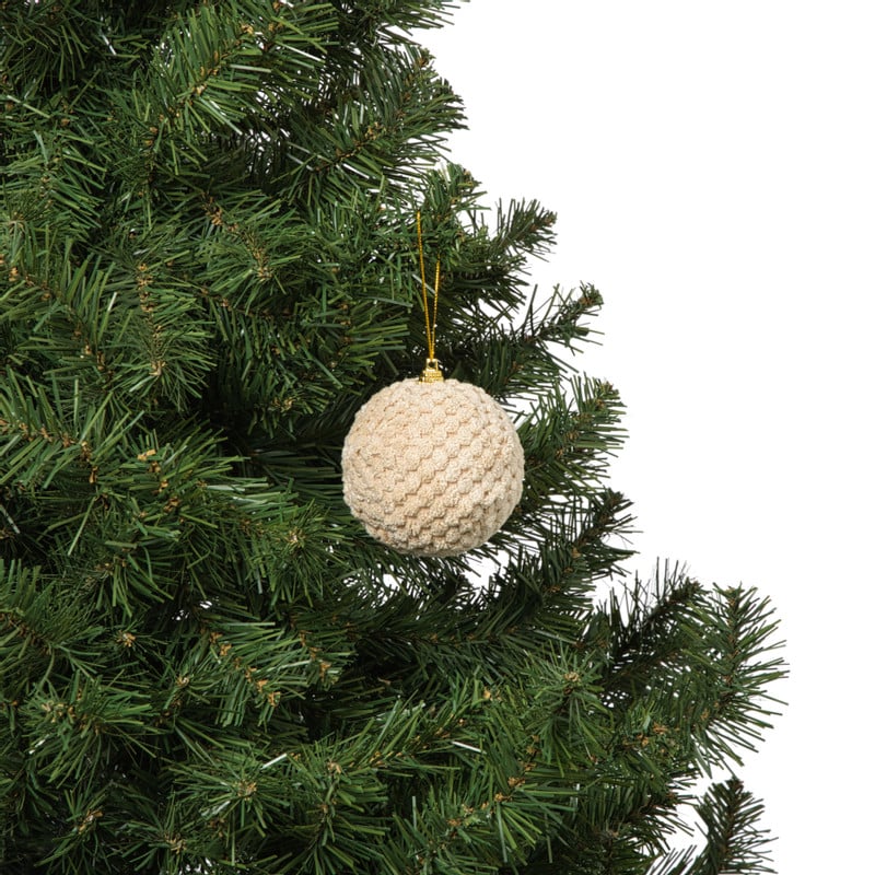 Kerstbal stof - beige
