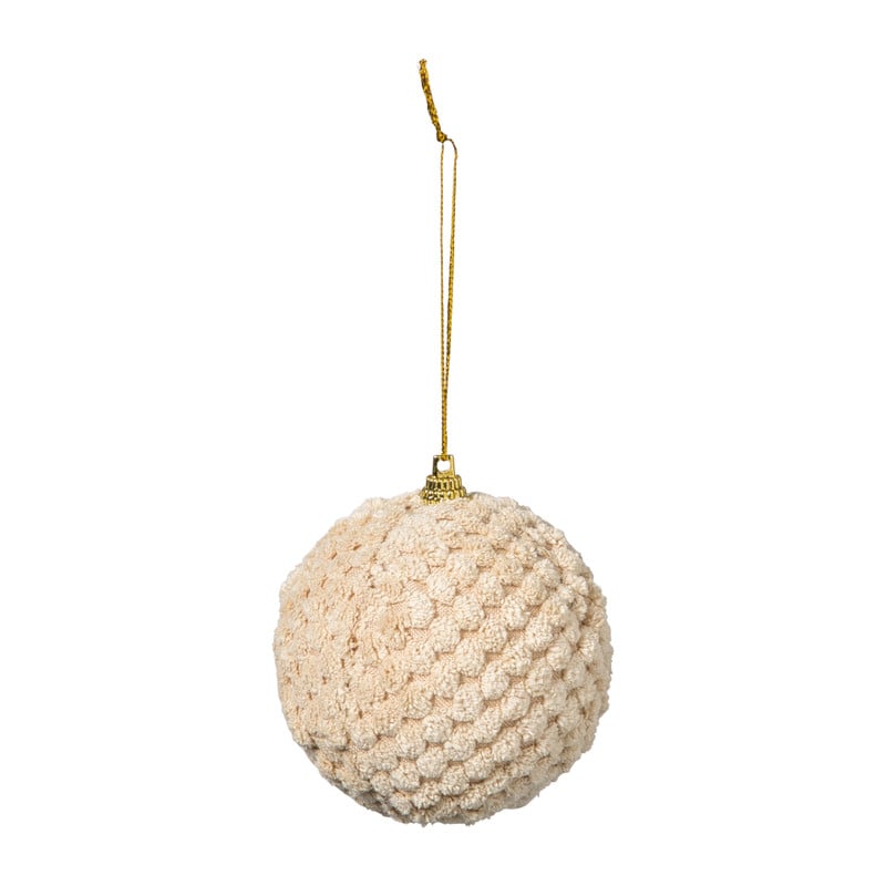 Kerstbal stof - beige