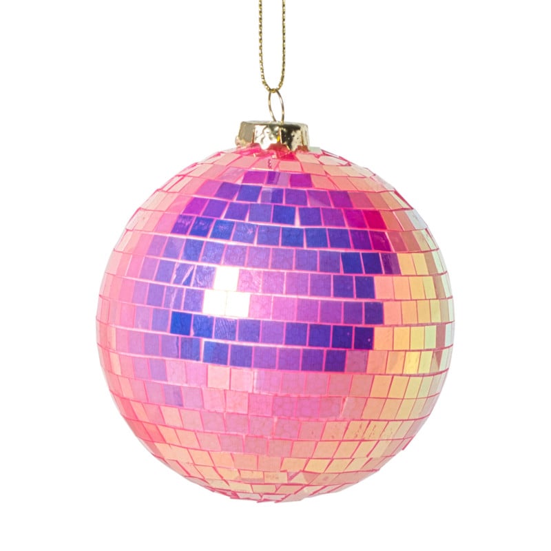 Kerstbal discobal - roze