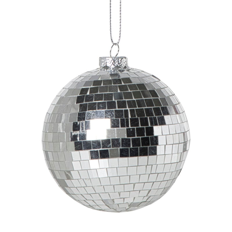 Kerstbal discobal - zilverkleurig