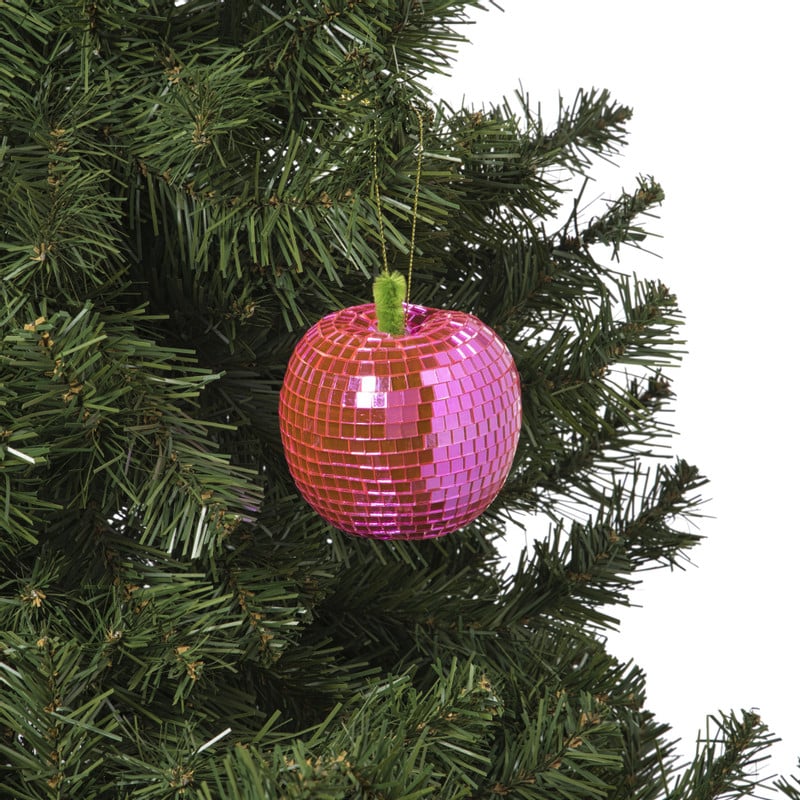 Kersthanger disco appel - paars - 9.5x7.8x7.8 cm