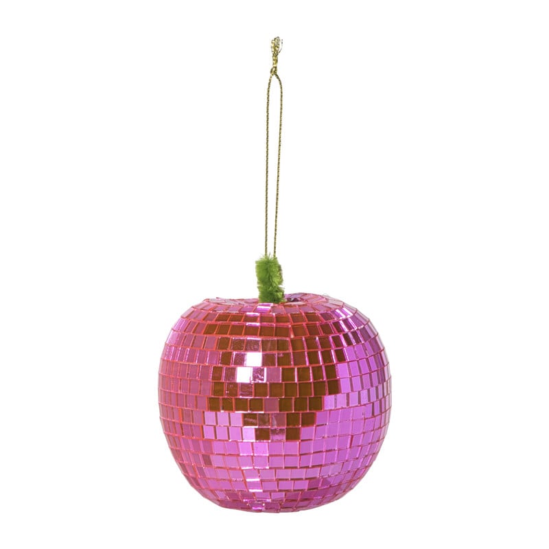 Kersthanger disco appel - paars - 9.5x7.8x7.8 cm