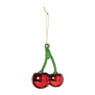 Kersthanger kersen - groen/rood - 9x6.5x3.8 cm