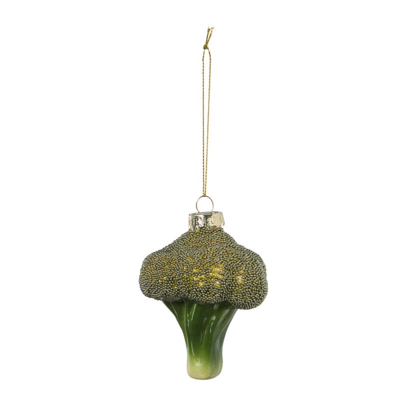 Kersthanger broccoli - groen - 8.5x6.5x6 cm