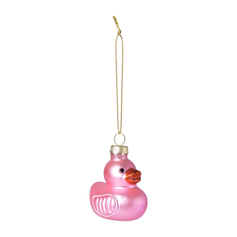 Kersthanger badeendje - roze - 5.5x4.8x4.3 cm