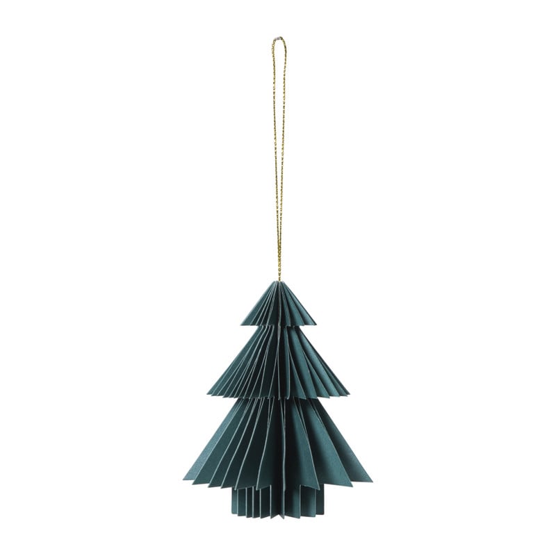 Kersthanger papieren kerstboom - groen - ø8x10 cm