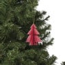 Kersthanger papieren kerstboom - roze - ø8x10 cm