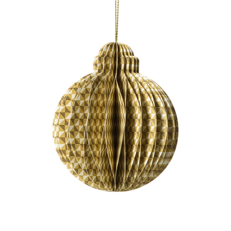 Kerstbal papier clashing colours rond - diverse varianten - ø7x9.5 cm