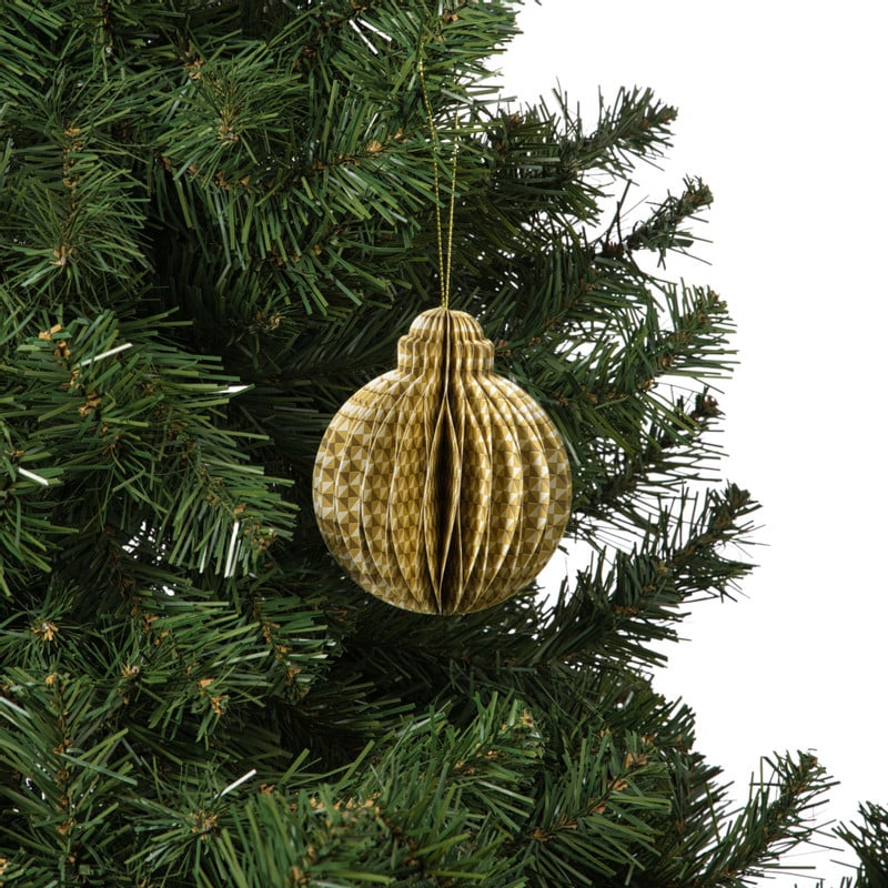 Kerstbal papier clashing colours rond - diverse varianten - ø7x9.5 cm