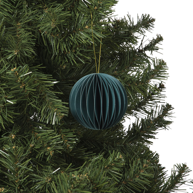 Kerstbal papier - groen -ø8 cm