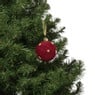 Kerstbal velvet met sterren - rood/goudkleurig