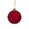 Kerstbal velvet stip - rood