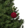 Kerstbal velvet stip - rood
