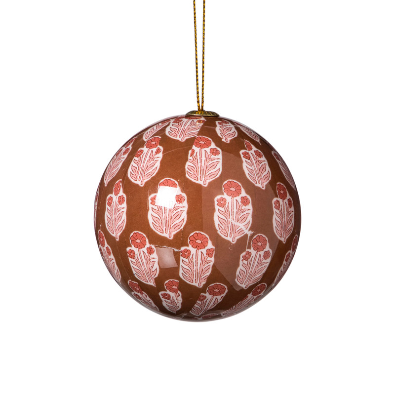 Kerstbal print - rood/beige