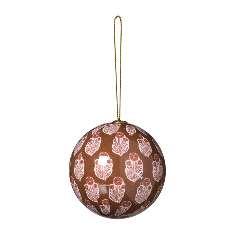 Kerstbal print - rood/beige