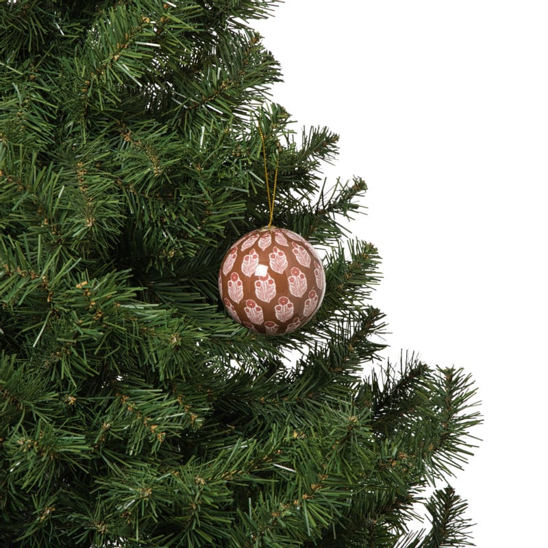 Kerstbal print - rood/beige