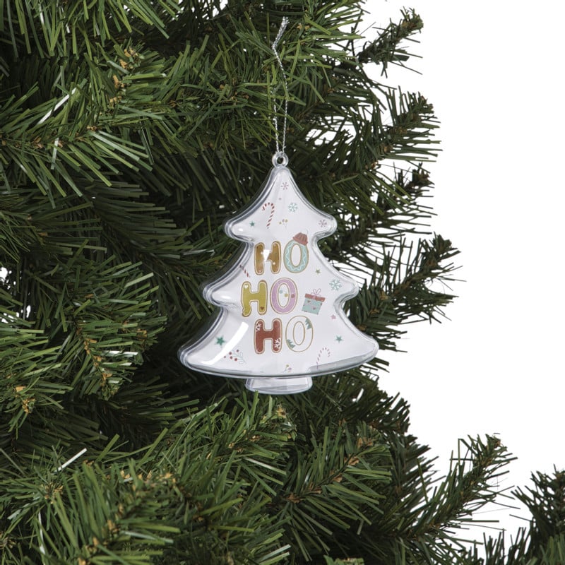 Kersthanger ho ho ho - transparant - 10x8.8x7 cm