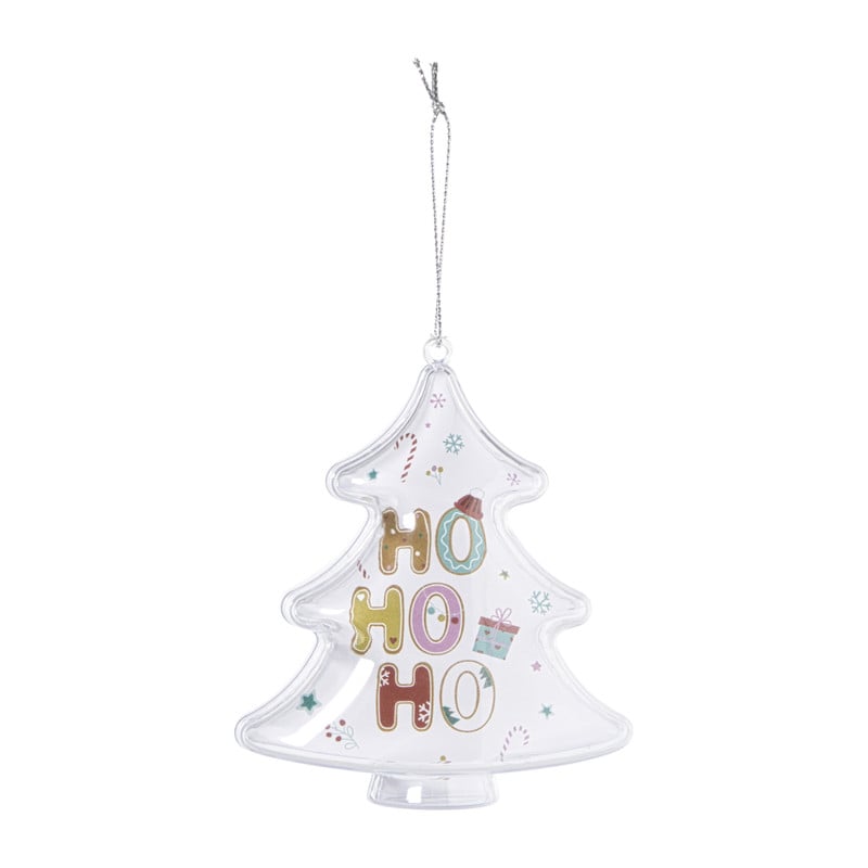 Kersthanger ho ho ho - transparant - 10x8.8x7 cm