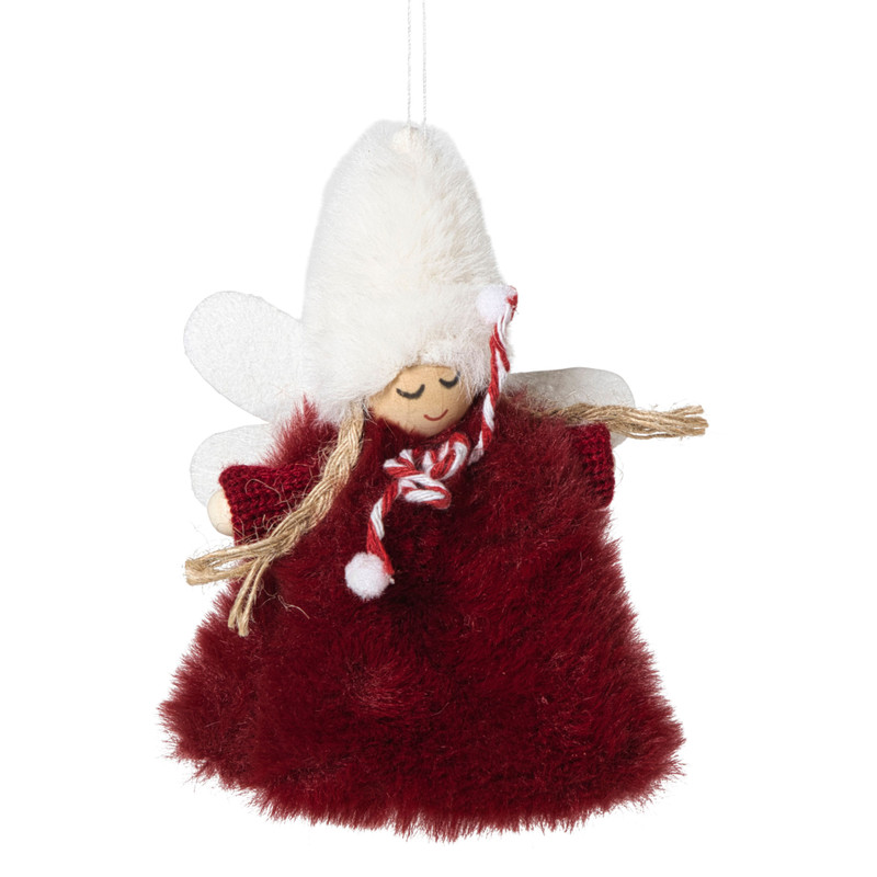 Kersthanger engel - rood  - 13x9x2 cm