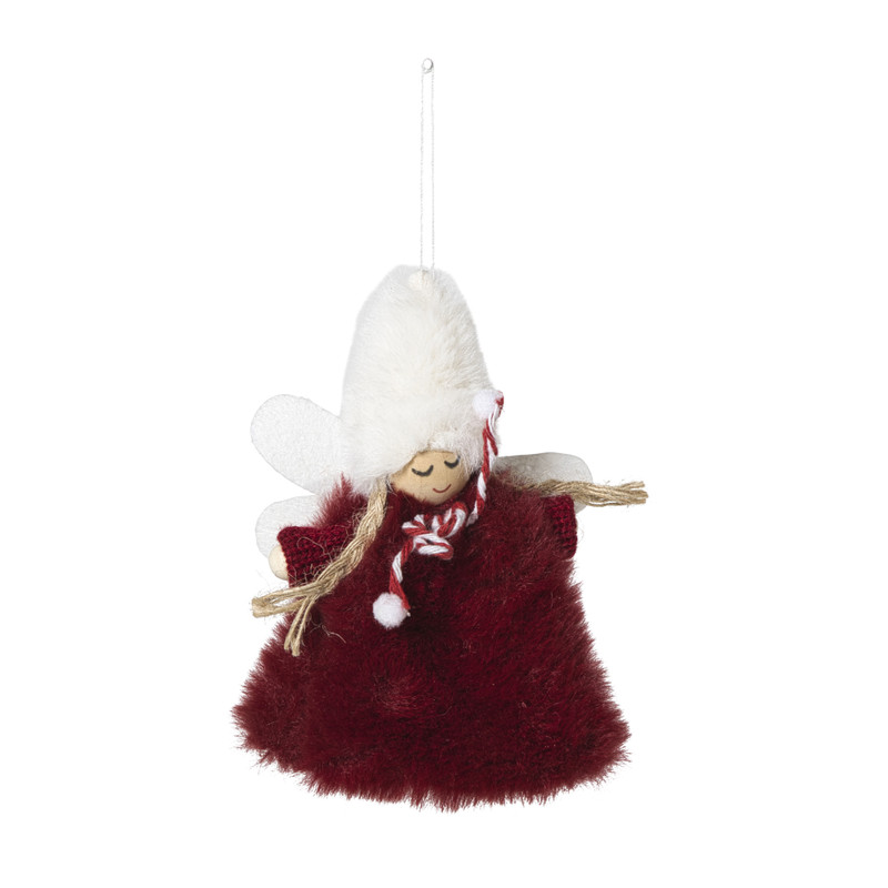 Kersthanger engel - rood  - 13x9x2 cm