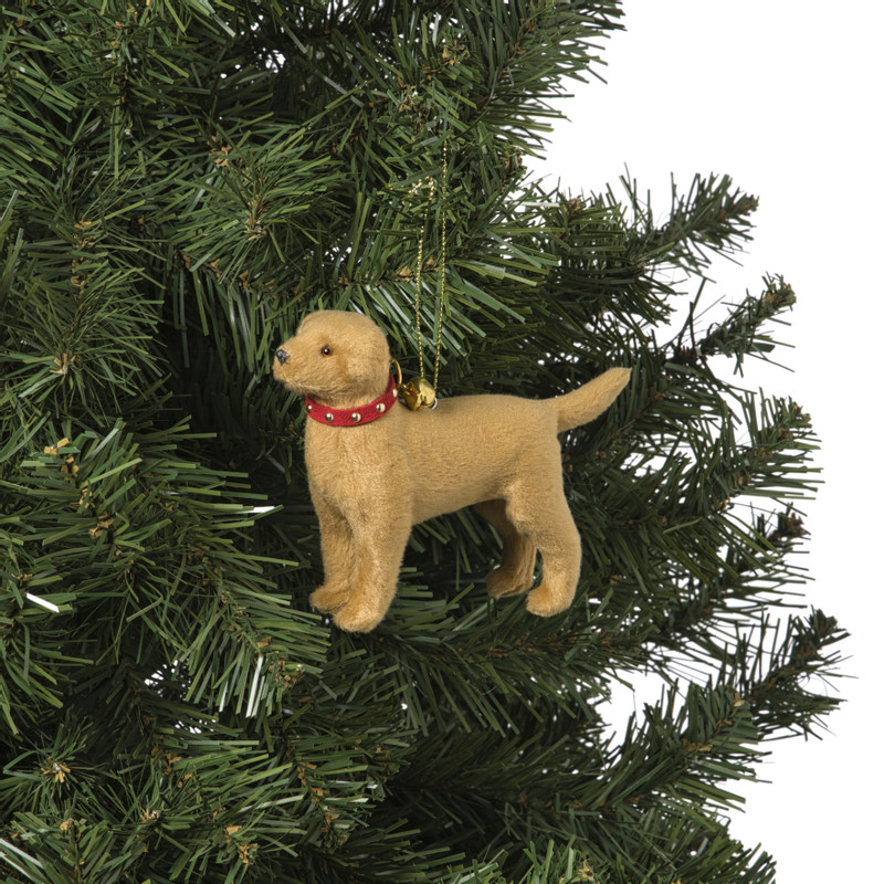 Kersthanger golden retriever met sjaal - bruin- 12x10.2x5 cm