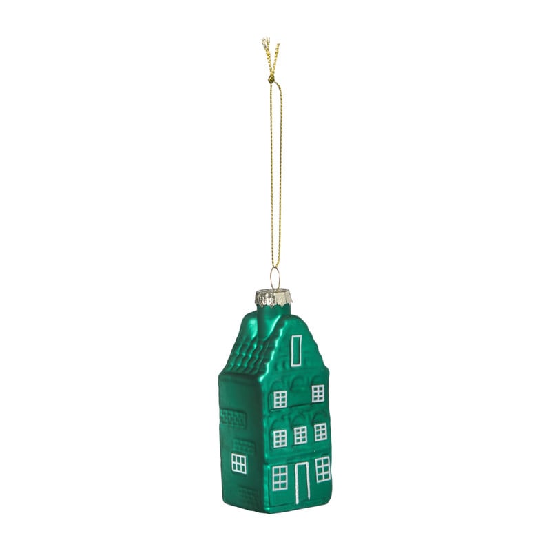 Kersthanger huisjes - multikleur - diverse varianten - 9.5x3.5x3.5 cm