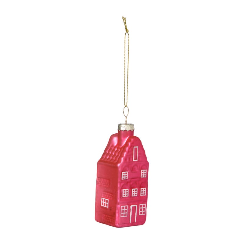 Kersthanger huisjes - multikleur - diverse varianten - 9.5x3.5x3.5 cm