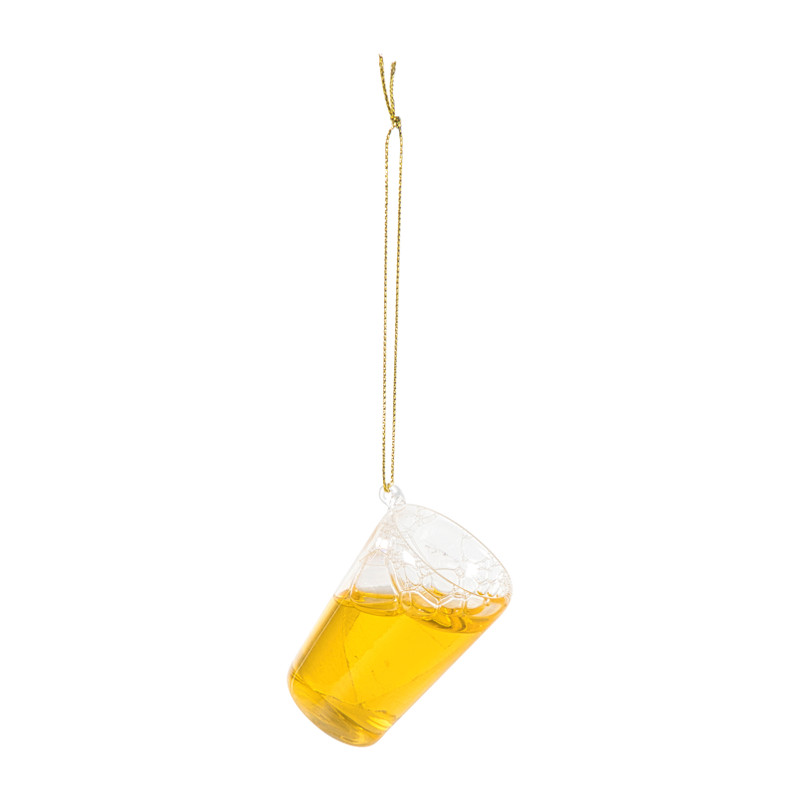 Kersthanger bierglas - geel - ø5.5x4.5 cm
