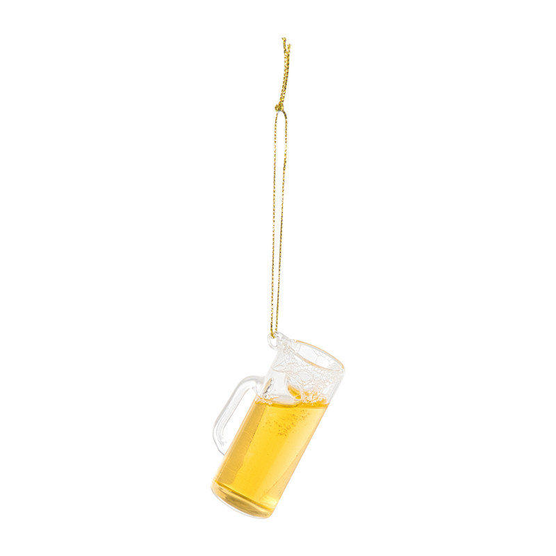 Kersthanger bierpul - geel - 7.5x5.5x4 cm