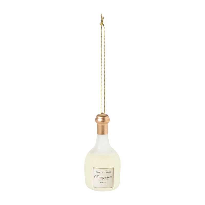 Kersthanger champagnefles - goudkleurig - ø4.5x14 cm