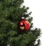 Kerstbal met gouden hartjes - rood/goud