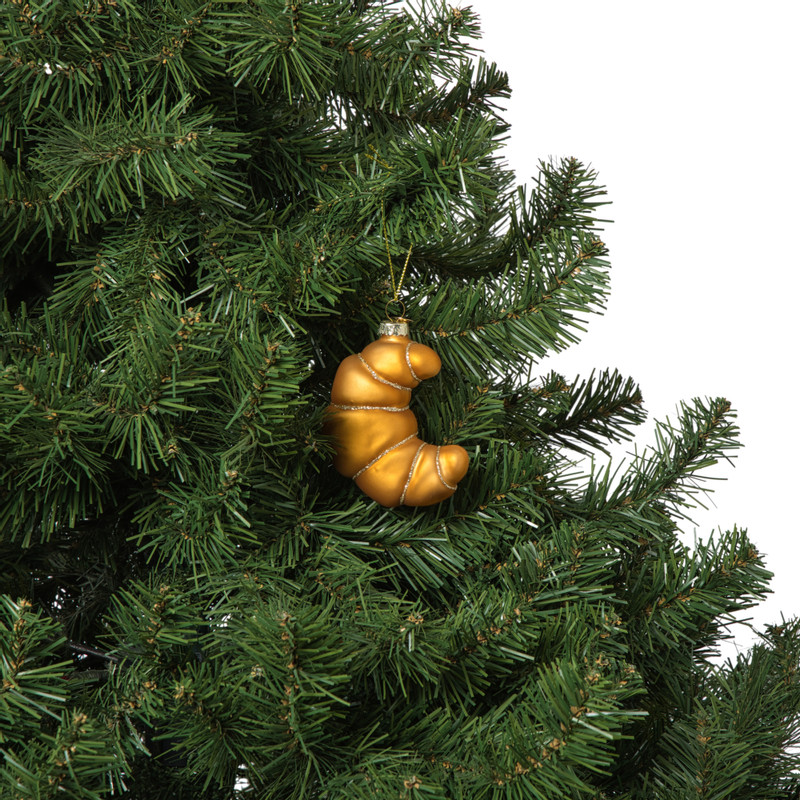 Kersthanger croissant - goudkleurig - 9.6x8x4.1 cm