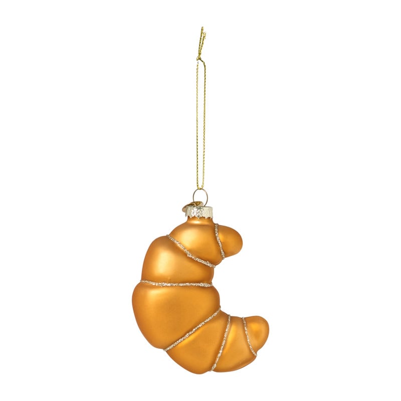 Kersthanger croissant - goudkleurig - 9.6x8x4.1 cm