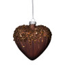 Kersthanger hart met glitters - bruin - 4x10 cm