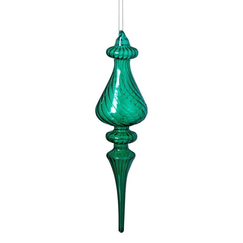 Kersthanger druppel - groen - ø6x23 cm