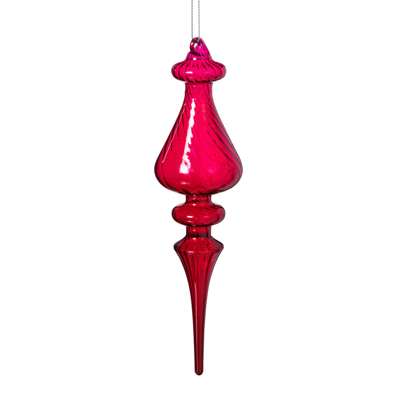 Kersthanger druppel - paars - ø6x23 cm
