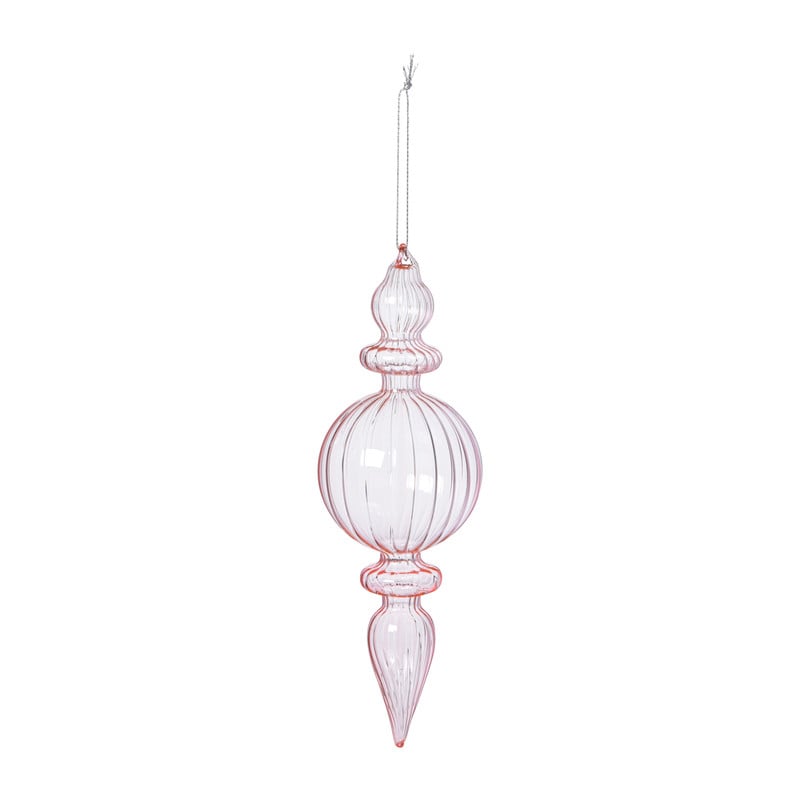 Kersthanger bolling - roze - ø7x22 cm