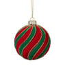 Kerstbal swirl velvet - rood/groen