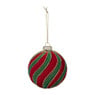 Kerstbal swirl velvet - rood/groen