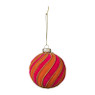 Kerstbal swirl velvet - roze/oranje