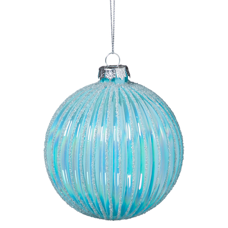 Kerstbal ribbels - lichtblauw