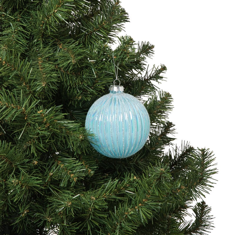 Kerstbal ribbels - lichtblauw
