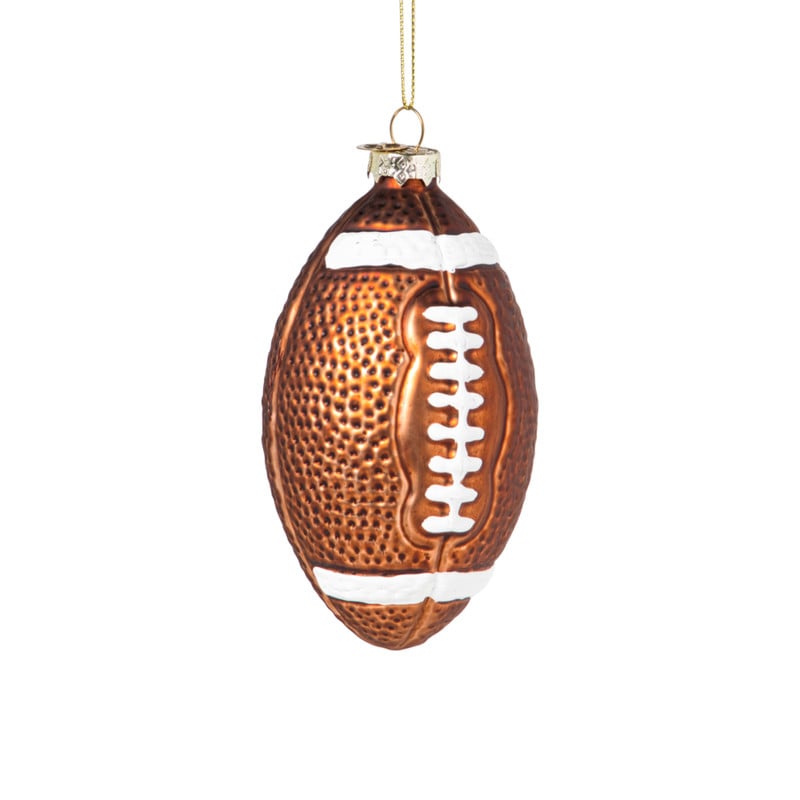Kersthanger football - bruin - 12x7x6.5 cm