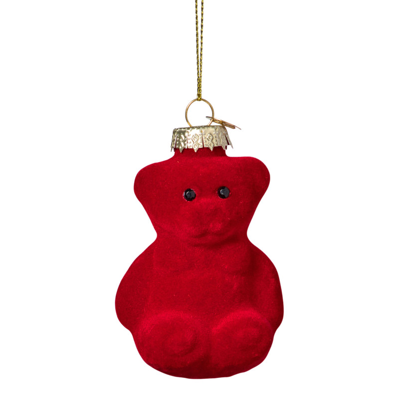 Kersthanger gummybeer velvet - rood - 8x5.6x4.6 cm