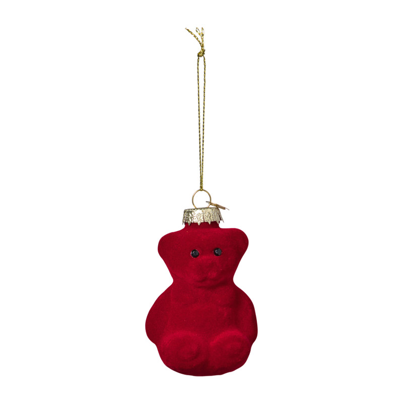 Kersthanger gummybeer velvet - rood - 8x5.6x4.6 cm
