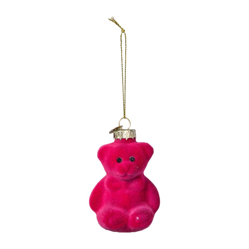 Kersthanger gummybeer velvet - roze - 8x5.6x4.6 cm