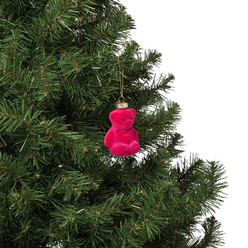 Kersthanger gummybeer velvet - roze - 8x5.6x4.6 cm
