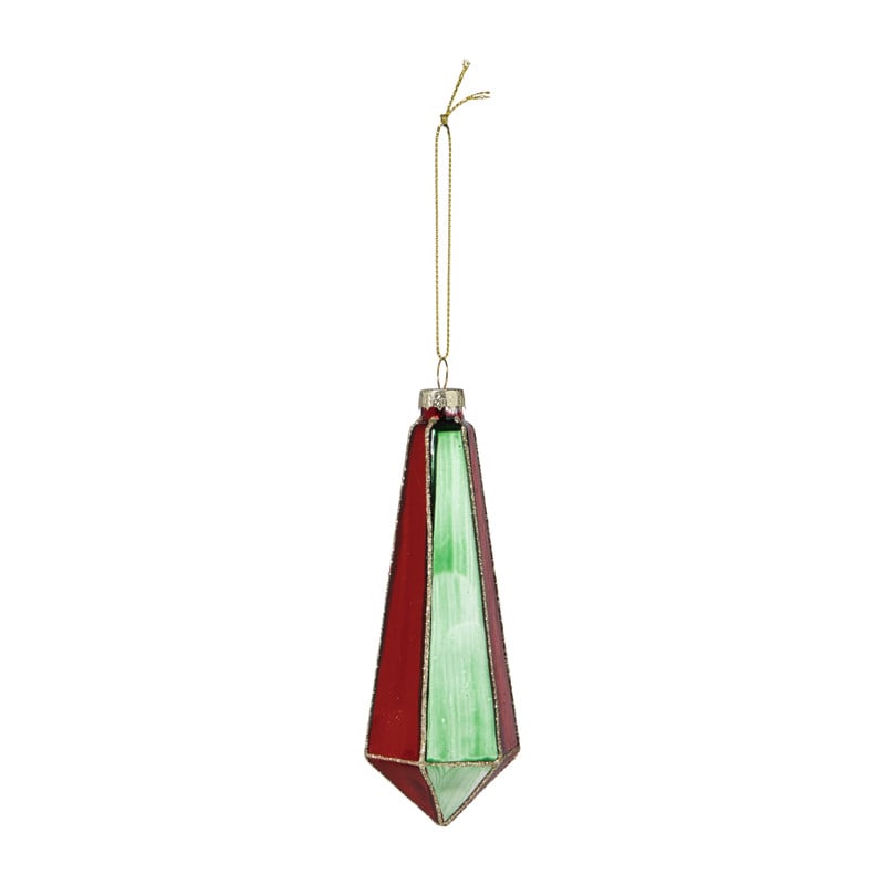 Kersthanger pegel velvet - rood/groen - 4.3x13.7 cm