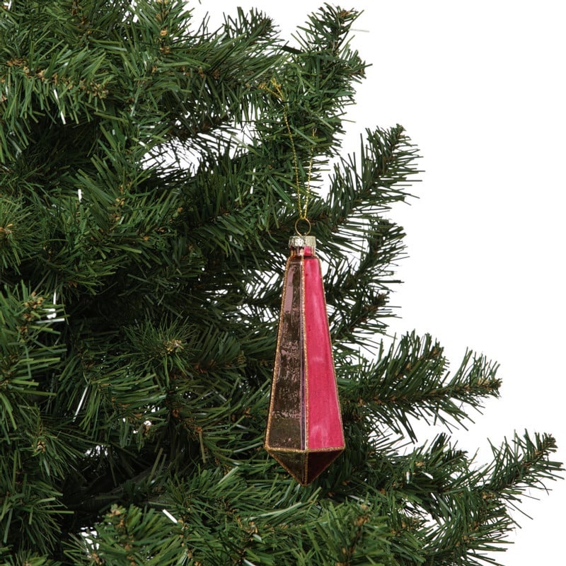 Kersthanger pegel velvet - paars/roze - 4.3x13.7 cm